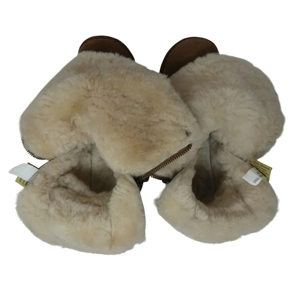 RJs Fuzzies‎ Trixie Brown Sheepskin Suede Fleece Lined Winter Boots